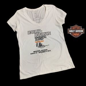 - Woman’s Harley Davison 115th short sleeve V-neck T-shirt size large